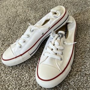 Converse shoes. 8.5 women’s. White, blue and red stripes